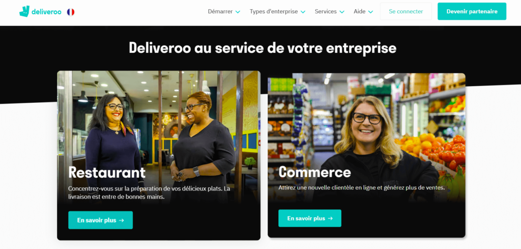 La landing page de Deliveroo facilite le remplissage de son formulaire.